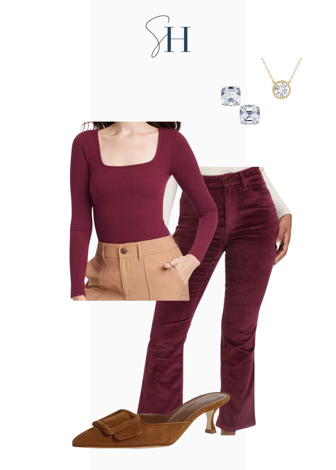 burgundy monotone outfit